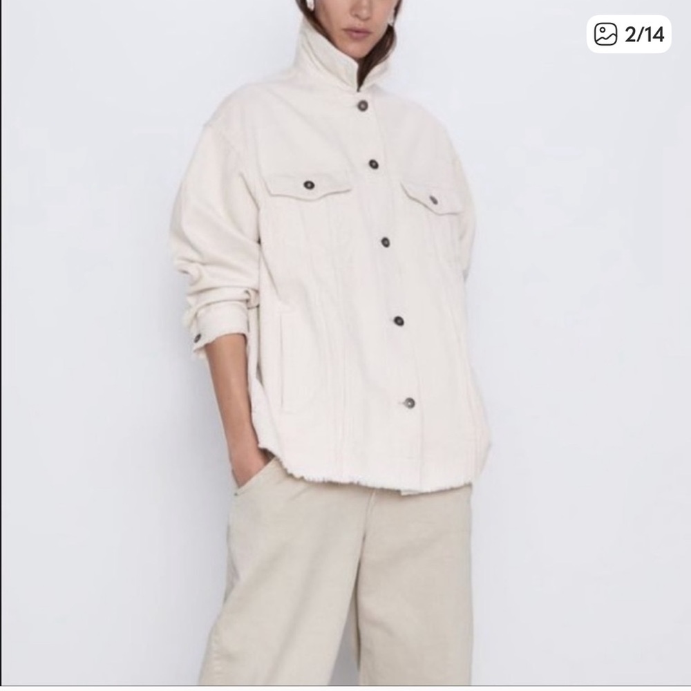 Zara Ecru Corduroy Shacket - Picture 2 of 3